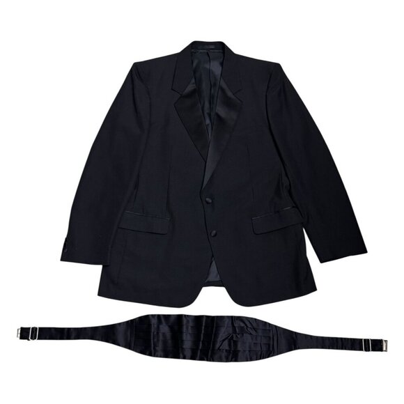 MOORES Black TUXEDO Luxury Designer 3-Piece Blazer Pants SUIT SET Mens XL - Picture 2 of 11